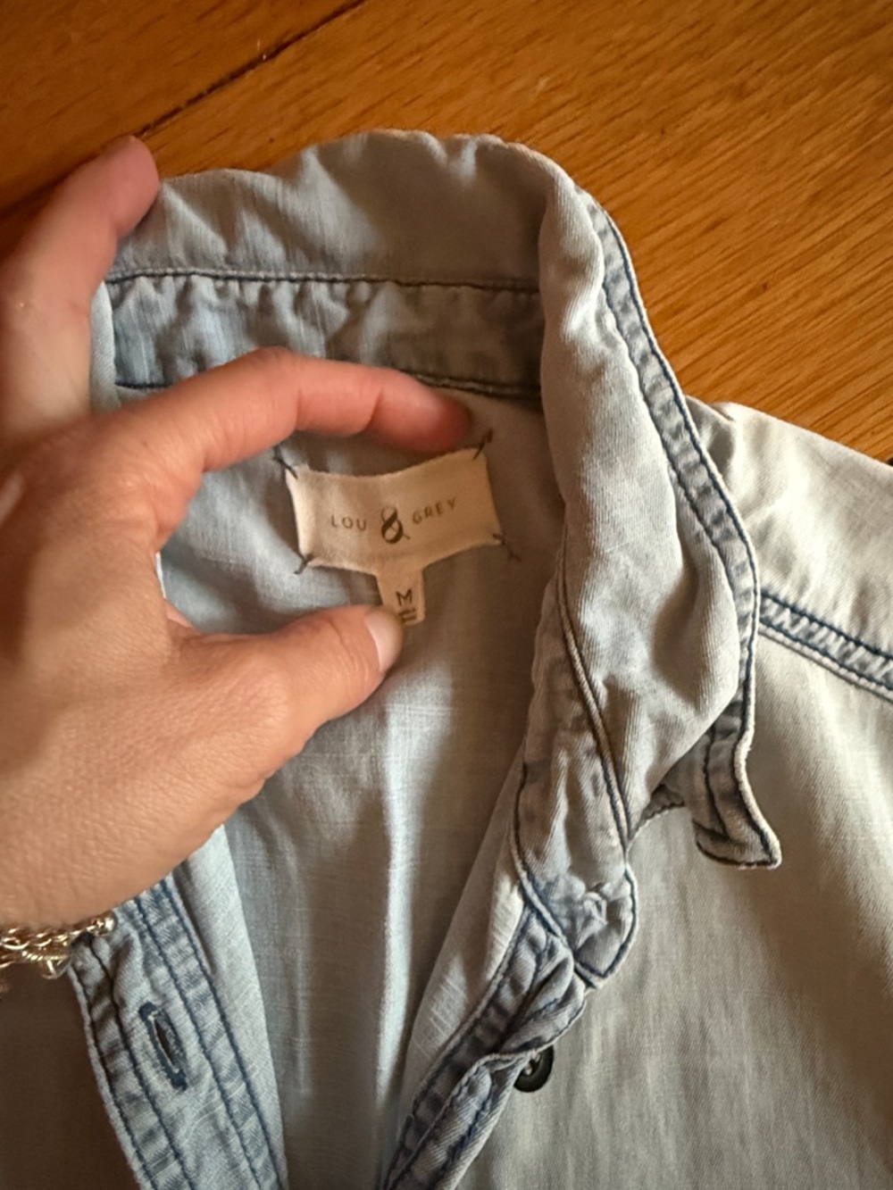 Lou & Grey Light Wash Denim Jumpsuit Romper - Picture 2 of 2